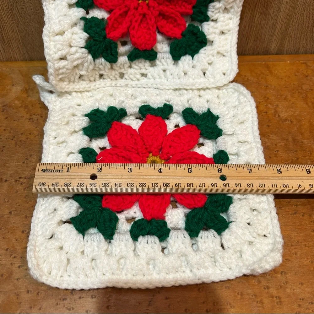 Vtg Lot of 2 Crochet Granny Square 8